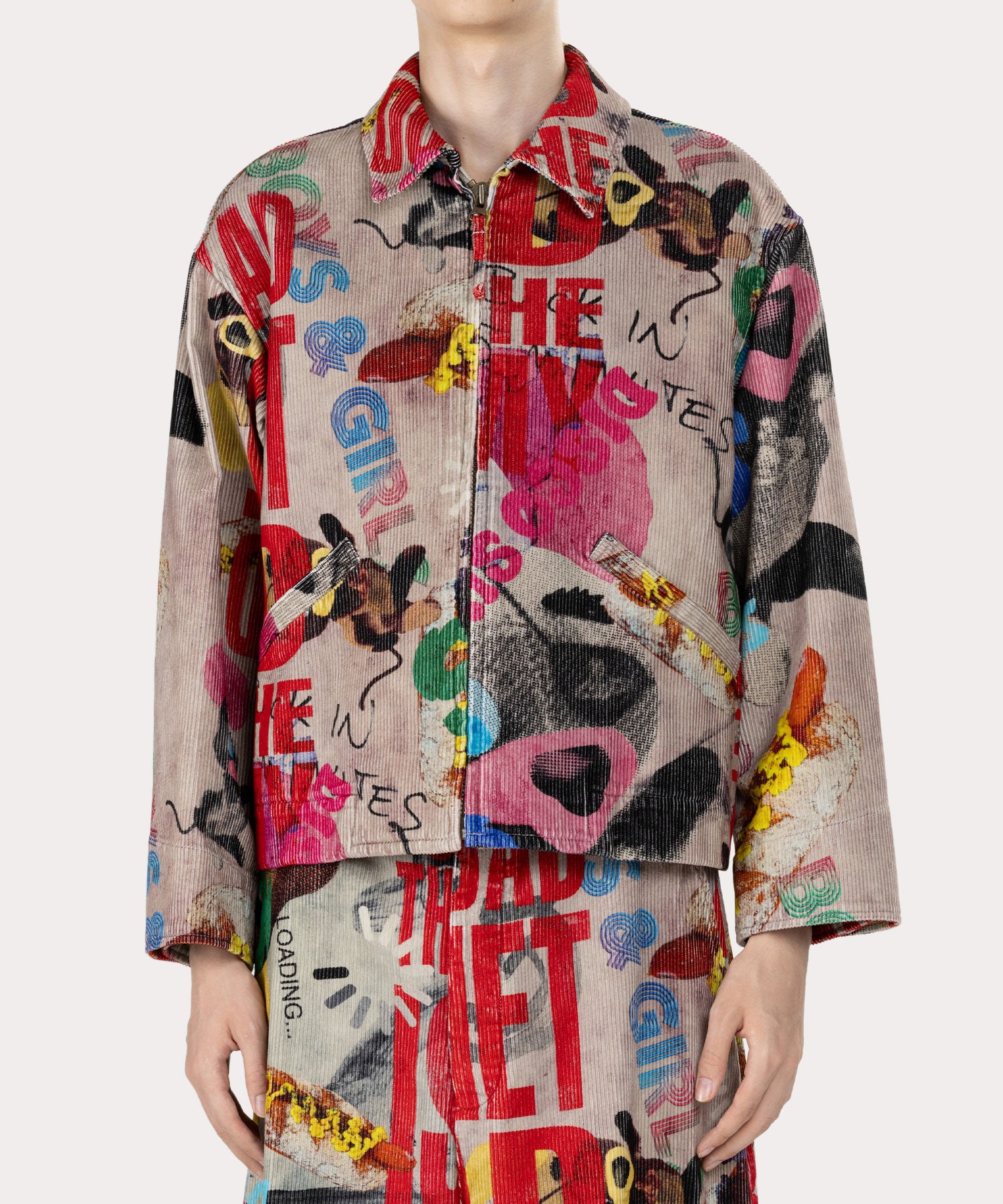 THE BIG ONE コーデュロイジップブルゾン(グレー)（メンズ