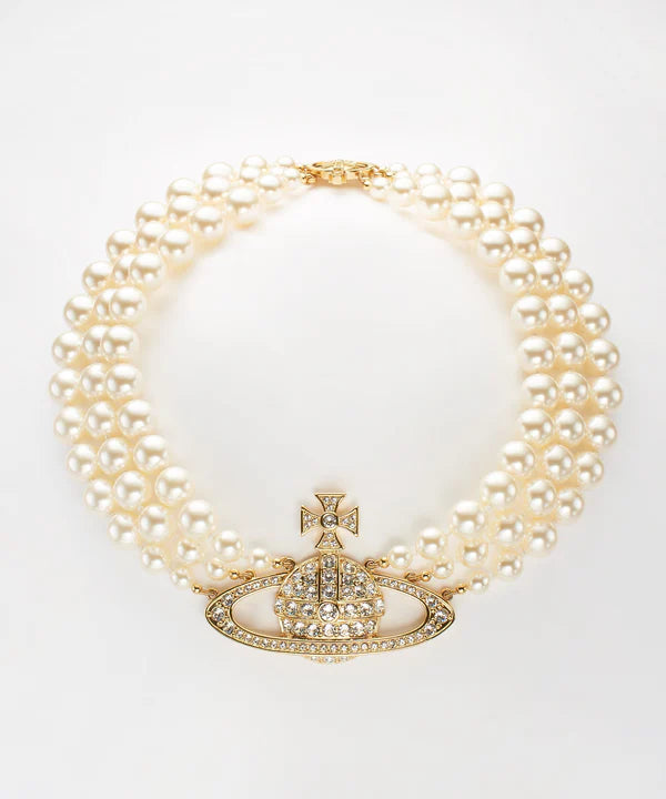 THREE ROW PEARL BAS RELIEF チョーカー