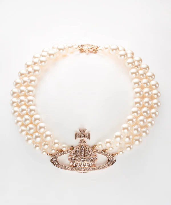 THREE ROW PEARL BAS RELIEF チョーカー