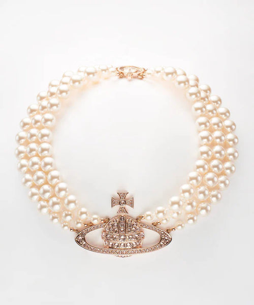 Vivienne Westwood パールチョーカーネックレス グレー ONE ROW PEARL BAS RELIEF チョーカー(シルバー)（レディース