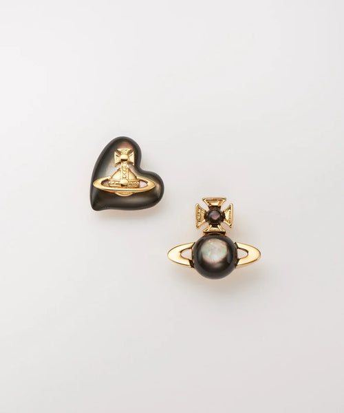 THOMASINA ピアス(ブラック×ゴールド)（メンズ）（1250952105