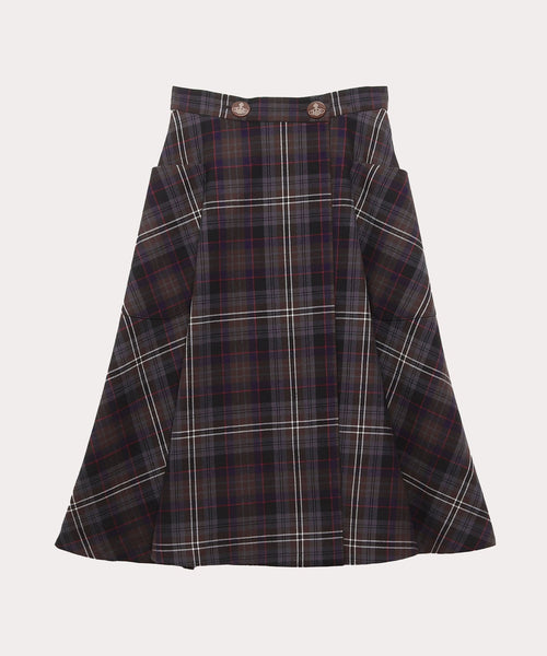 TARTAN CHECK ライディングスカート(ブラウン系)（レディース