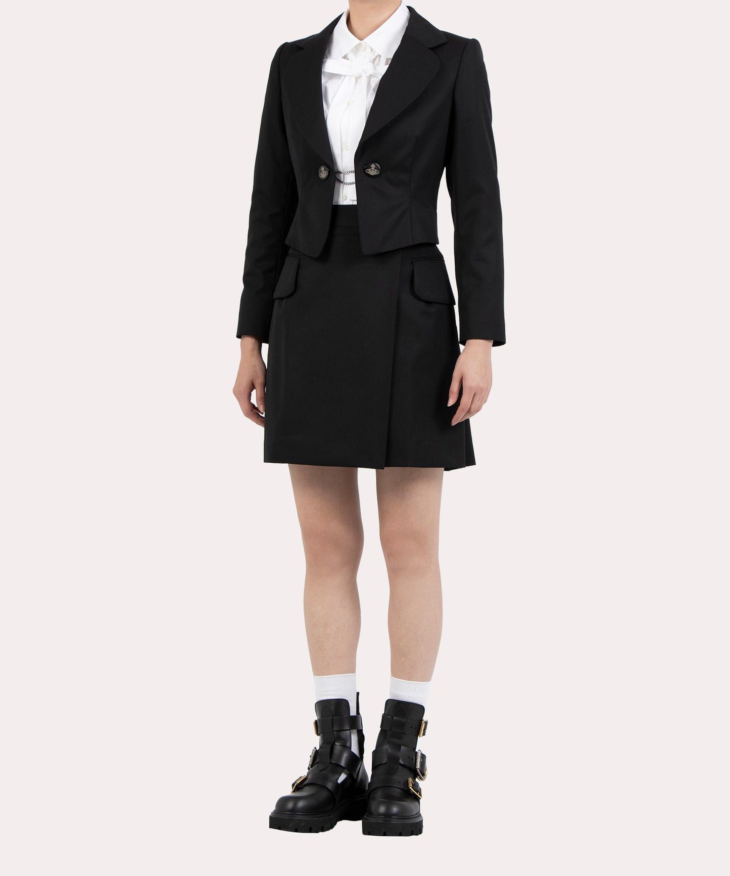 ウールギャバ バックプリーツミニスカート
