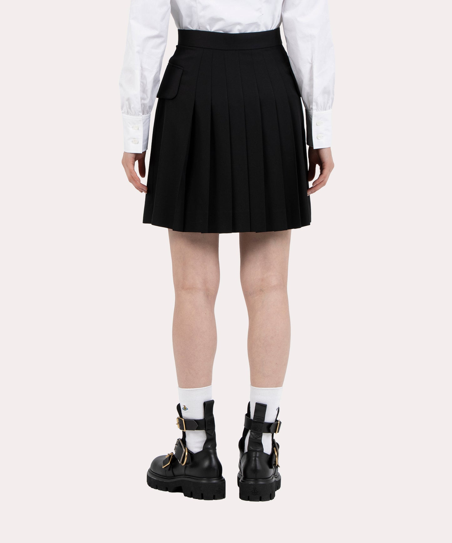 ウールギャバ バックプリーツミニスカート