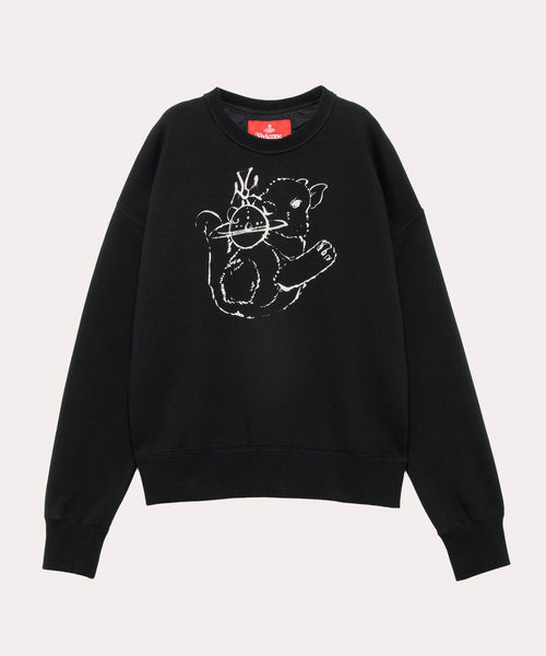 BUNNY ORB コットン裏毛 クルーネックトップ(ブラック