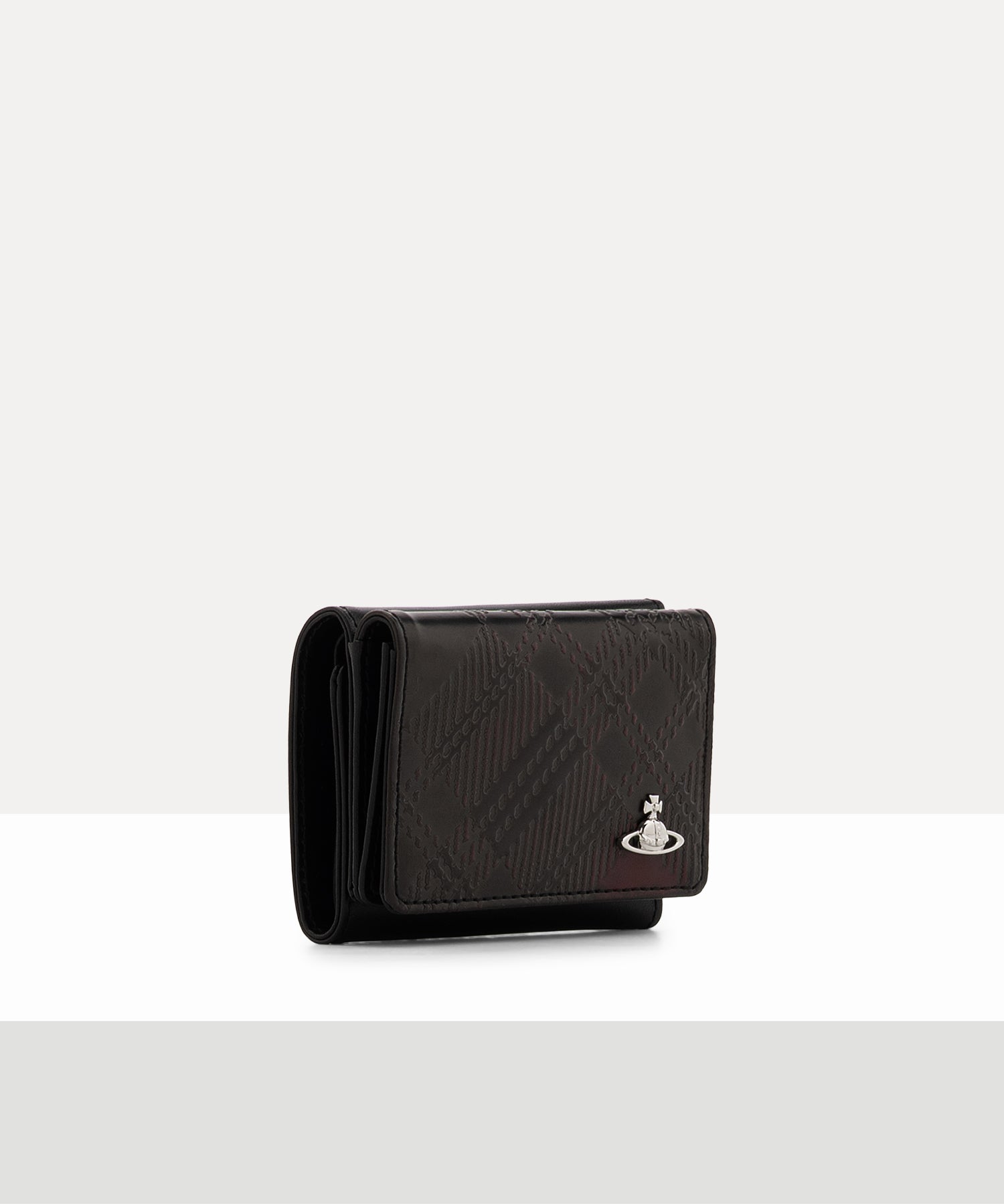 EMBOSSED CHECK 三つ折り財布(レッド系)（メンズ）（1320961038