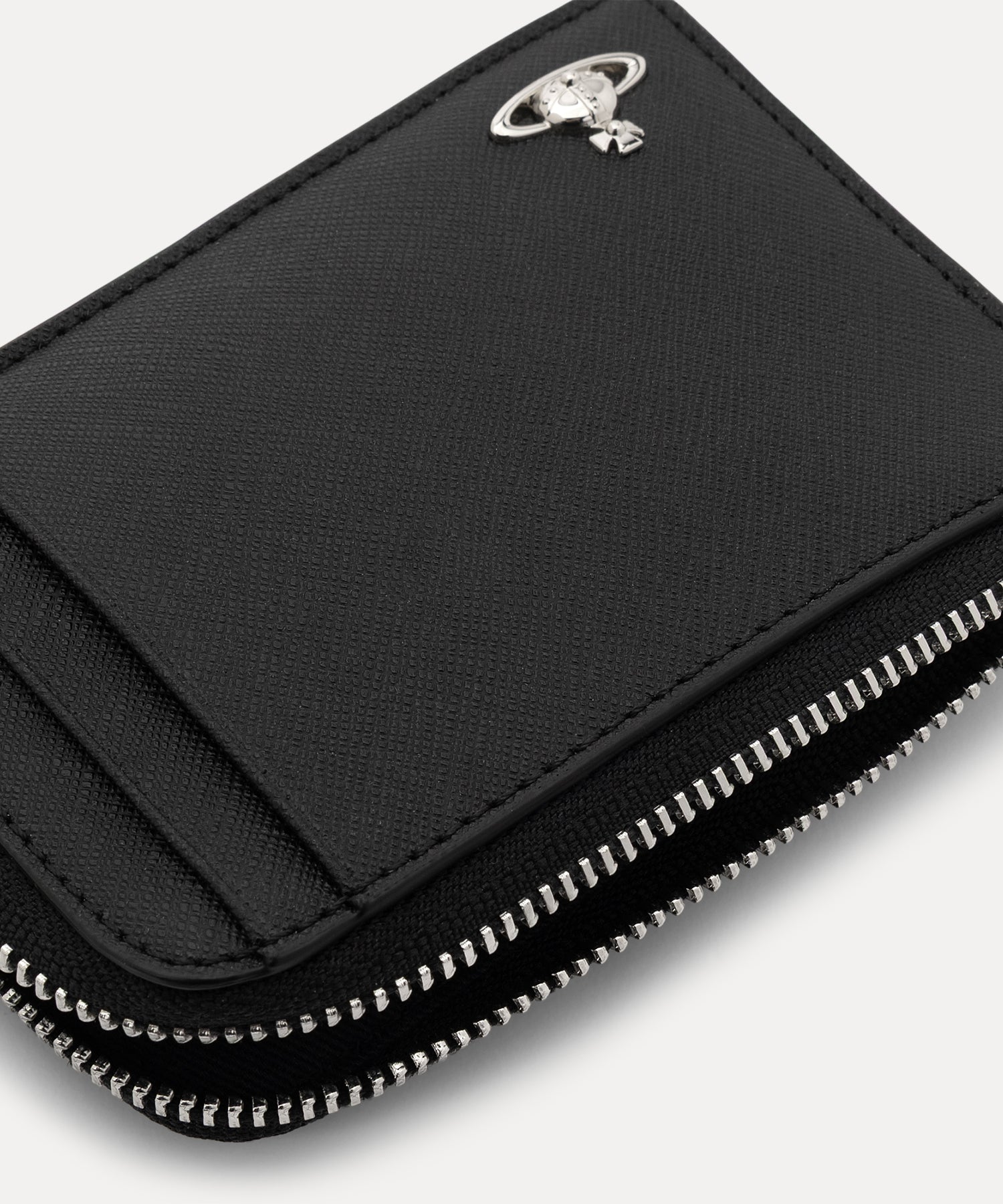 SAFFIANO PLAIN ファスナー付きカードケース(ブラック)（メンズ